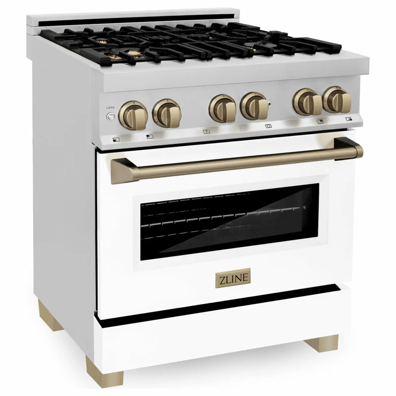 New โค๏ธ ZLINE Kitchen And Bath ZLINE Autograph 30" 4.0 Cu. Ft. Dual Range, Stainless Steel, Champagne Bronze ๐ - Image 3