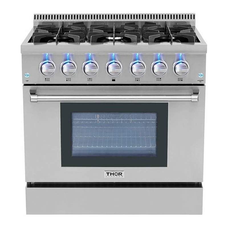 Cheapest โจ Thor Kitchen 36" Pro-Style 6 Burner Stainless Steel Gas Range HRG3618U, Natural ๐