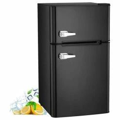 Budget 🌟 Aglucky 3.2 Cu.ft Compact Double Door Refrigerator And Freezer,Freestanding Mini Fridge, ⌛