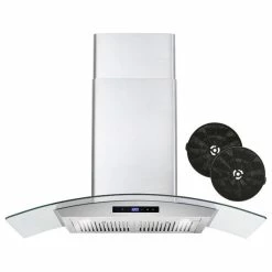 Best deal 👏 Cosmo 36" 380 CFM Ductless Wall Mount Range Hood In Stainless Steel 🛒