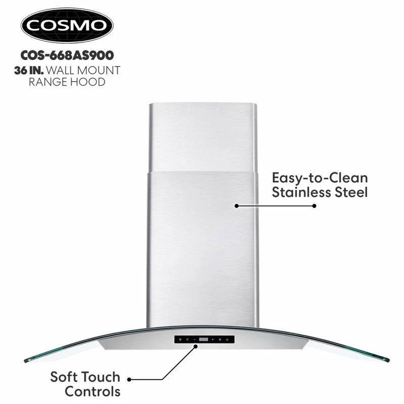 Flash Sale ⭐ Cosmo 380 CFM Wall Mount Range Hood With Touch Controls, Stainless Steel, 30" 🌟 - Image 7