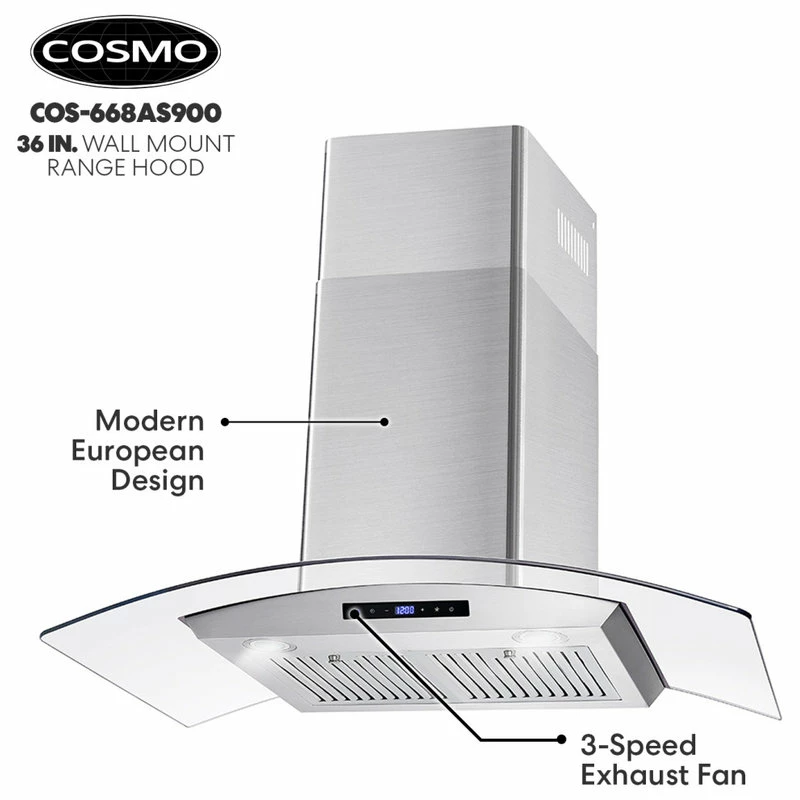 Flash Sale ⭐ Cosmo 380 CFM Wall Mount Range Hood With Touch Controls, Stainless Steel, 30" 🌟 - Image 6