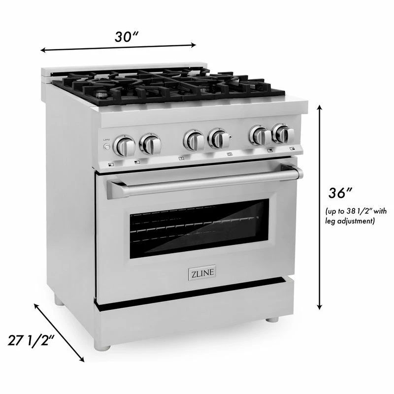 Outlet 🤩 ZLINE Kitchen And Bath ZLINE Range With Gas Stove And Electric Oven In Stainless Steel, 30" 🌟 - Image 15