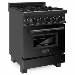 Best deal 🧨 ZLINE Kitchen And Bath ZLINE Range Gas Stove/Electric Oven, Black Stainless Steel, Brass Burner, 24" 🥰