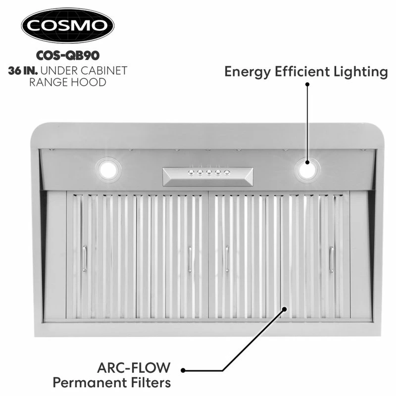Coupon ๐งจ Cosmo 36" Ducted Under Cabinet Range Hood In Stainless Steel โ๏ธ - Image 9