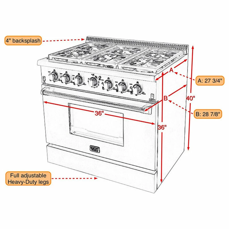 Outlet 🔥 KUCHT Pro Style 36" Stainless Steel 6 Sealed Burners, Classic Silver, Natural Ga 🎁 - Image 11