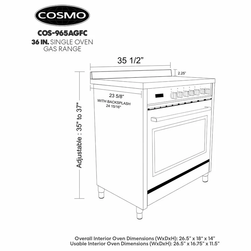 Top 10 🤩 Cosmo Appliances Cosmo Gas Range Pro Style Modern Stainless Steel Convection Oven 👍 - Image 5