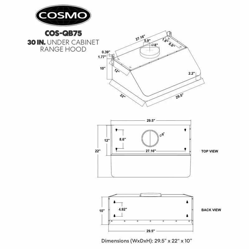 Flash Sale ๐ Cosmo 30" Ducted Under Cabinet Range Hood In Stainless Steel ๐คฉ - Image 5