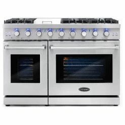 Best Pirce 🧨 Cosmo 48" Freestanding Double Oven Gas Range, 6 Sealed Gas Burners, Convection Oven 🔔