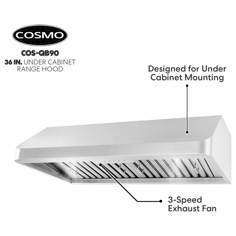 Coupon ๐งจ Cosmo 36" Ducted Under Cabinet Range Hood In Stainless Steel โ๏ธ - Image 6