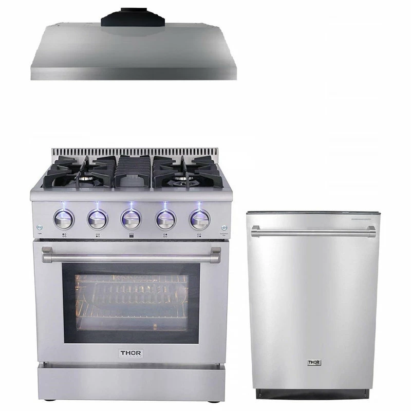 Hot Sale ๐ Thor Kitchen 3-Piece 30" Gas Range, Range Hood, And Dishwasher, Natural Gas ๐ฏ