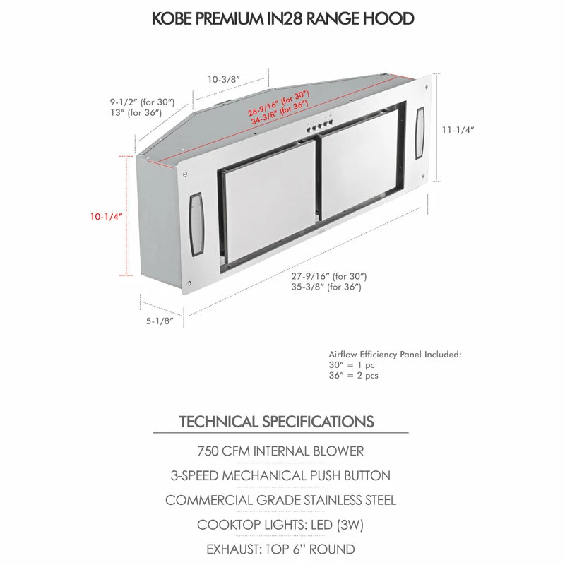Brand new ✨ KOBE Range Hoods KOBE 30" 750 CFM Insert Range Hood, Stainless Steel With Airflow Efficiency, 30" 🎁 - Image 4