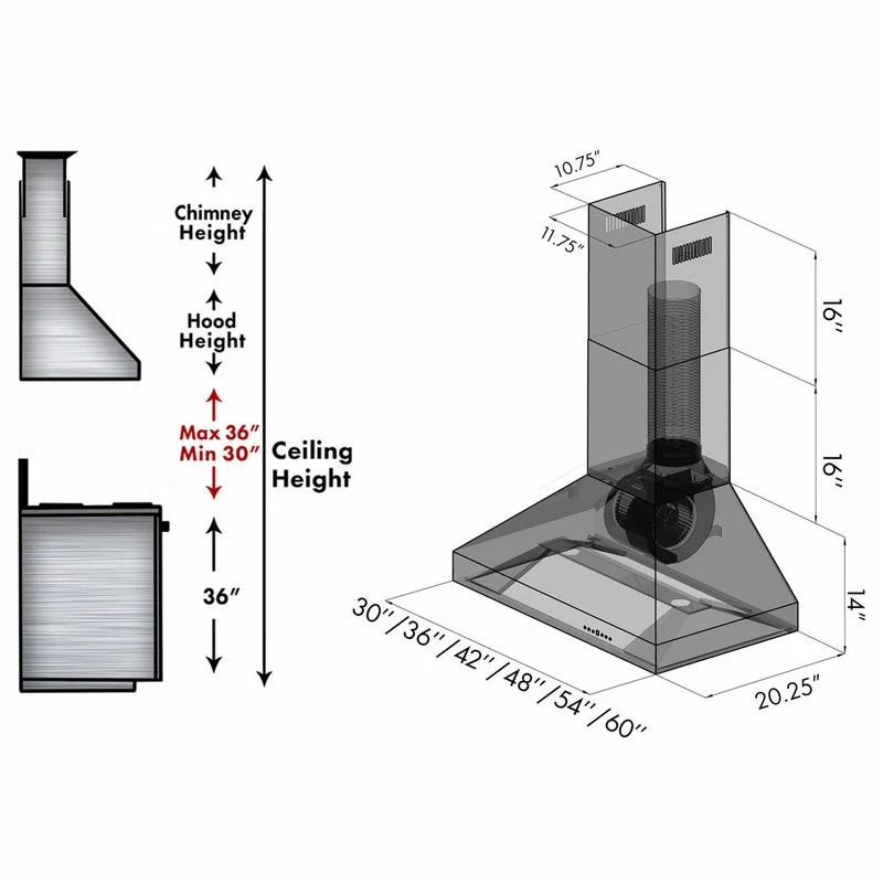 Wholesale 🎉 ZLINE Kitchen And Bath ZLINE Convertible Vent Wall Mount Range Hood In Stainless Steel & Crown Molding 👍 - Image 12