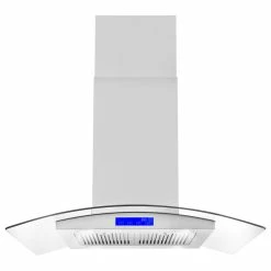 Best deal 🤩 Cosmo Appliances Cosmo 380 CFM Euro Stainless Steel Island Glass Range Hood With Permanent Filter, 30", Ducted 🎉