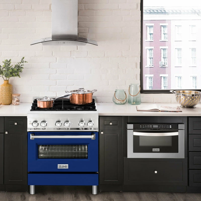 Top 10 😀 ZLINE Kitchen And Bath ZLINE Dual Fuel Range Gas Stove/Electric Oven, Blue Gloss ✨ - Image 9