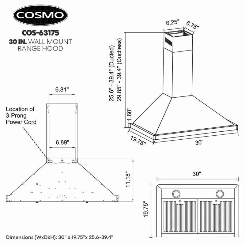 Best reviews of 🔥 Cosmo Appliances Wall Mount Range Hood With Permanent Filters, LED Lights, 30", Ducted 🎉 - Image 5