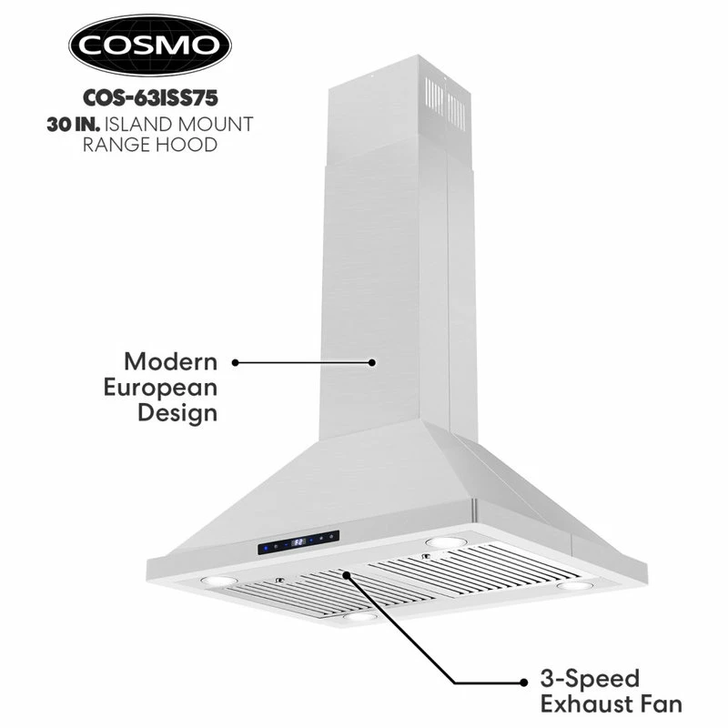 Best Sale 👍 Cosmo 30" Ductless Island Range Hood With Soft Touch Controls And Permanent Filters 💯 - Image 7
