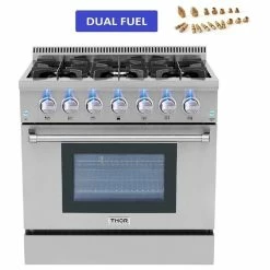 Best deal 🎉 36" Thor Kitchen 6 Burner Dual Fuel Range, Propane Gas 😀