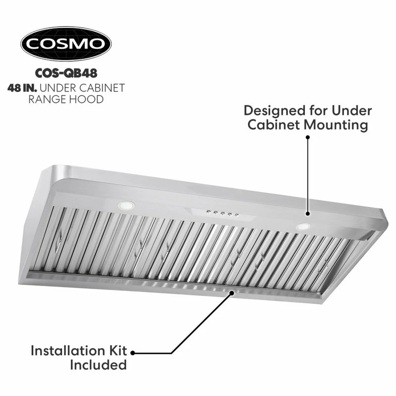 Best Pirce 👏 Cosmo Appliances 48" Under Cabinet Range Hood With 3-Speed Fan, Push Button, Permanent Filters ⌛ - Image 8