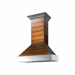 New 🧨 ZLINE Kitchen And Bath ZLINE Ducted Wooden Wall Range Hood With Shiplap And Stainless Steel Accents 🎉