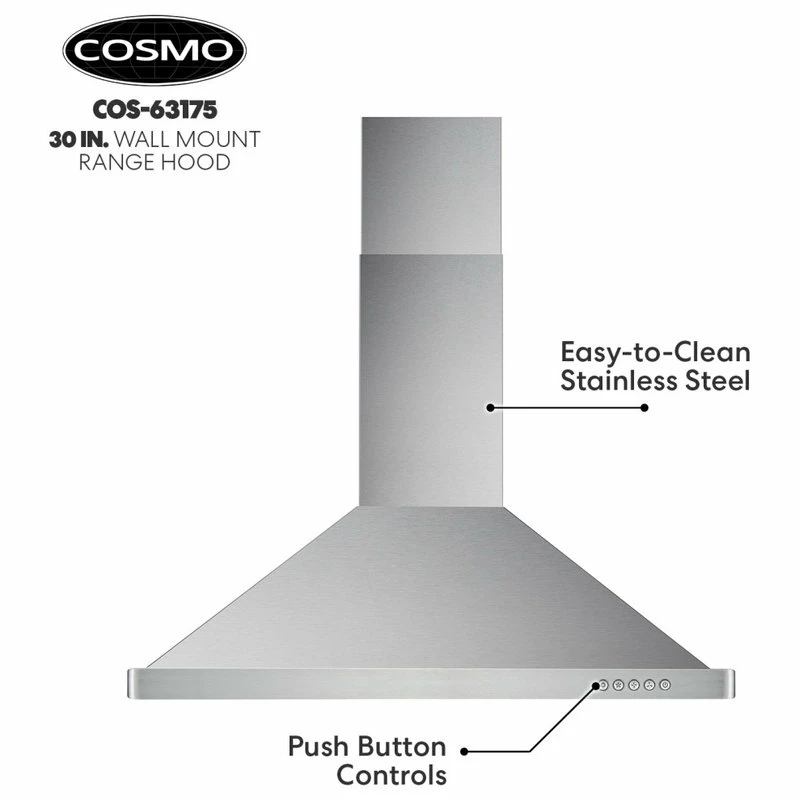 Best reviews of 🔥 Cosmo Appliances Wall Mount Range Hood With Permanent Filters, LED Lights, 30", Ducted 🎉 - Image 9