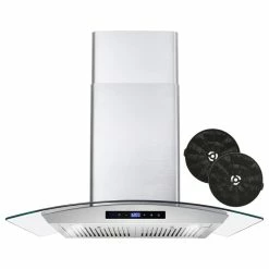 Best Pirce ❤️ Cosmo Appliances 30" Ductless Wall Mount Range Hood, Stainless Steel With Soft Touch Control 🥰
