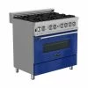 Best Pirce 😍 ZLINE Kitchen And Bath ZLINE 36" Range Gas Stove And Electric Oven, DuraSnow And Blue Gloss 👏