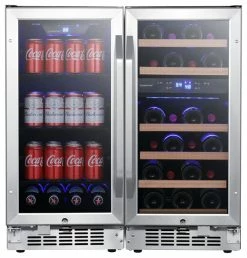 Best Pirce 🛒 EdgeStar CWBV80261 30"W 26 Bottle 80 Can Side-by-Side Wine And - Stainless ⭐