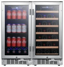 Best Sale 👏 EdgeStar CWBV80301 30"W 30 Bottle 80 Can Side-by-Side Wine And - Stainless 🎉